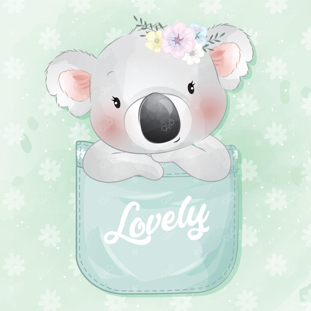 تصویرسازی کوالای بامزه نشسته در جیب