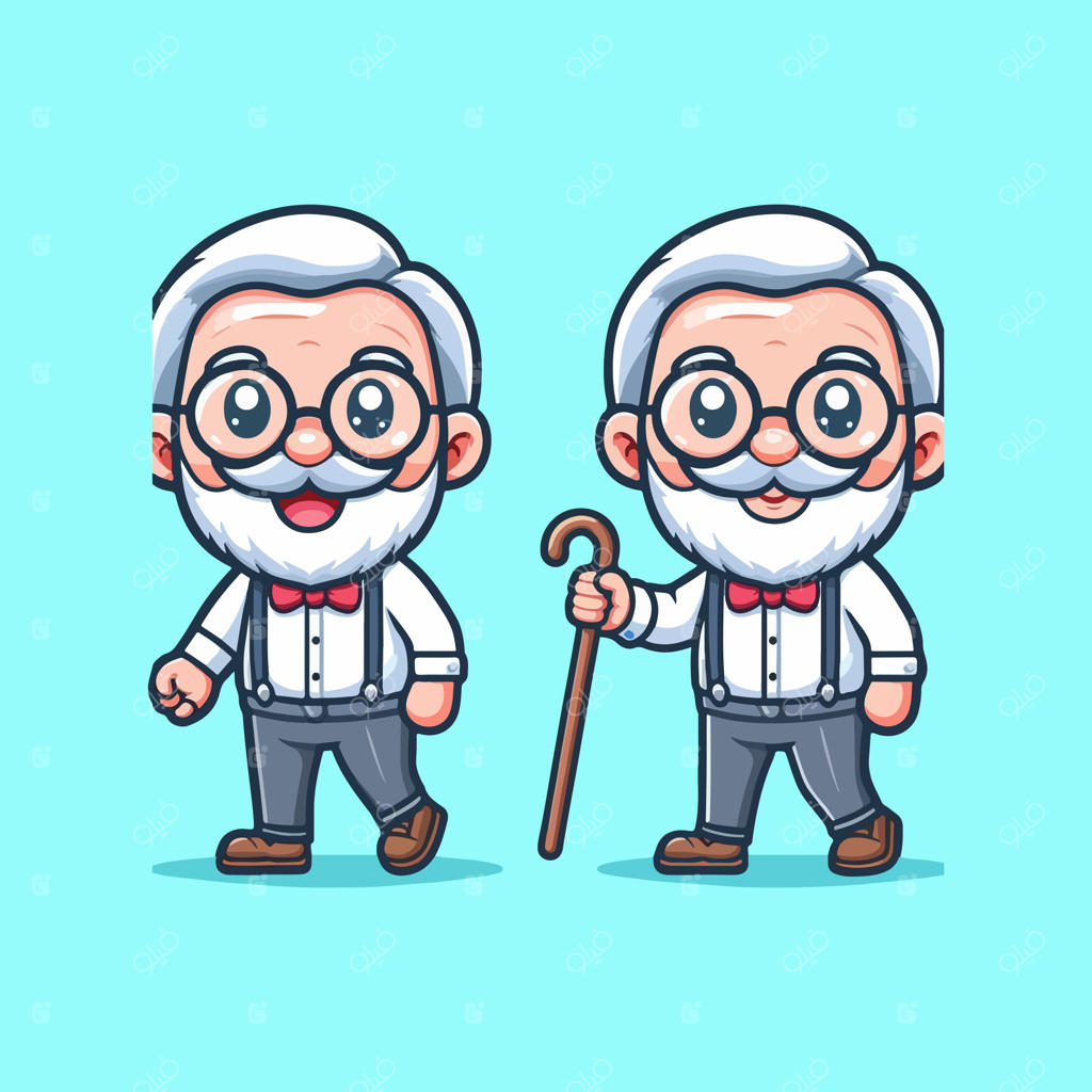 طراحی مفهومی شخصیت کارتونی پدربزرگ بامزه