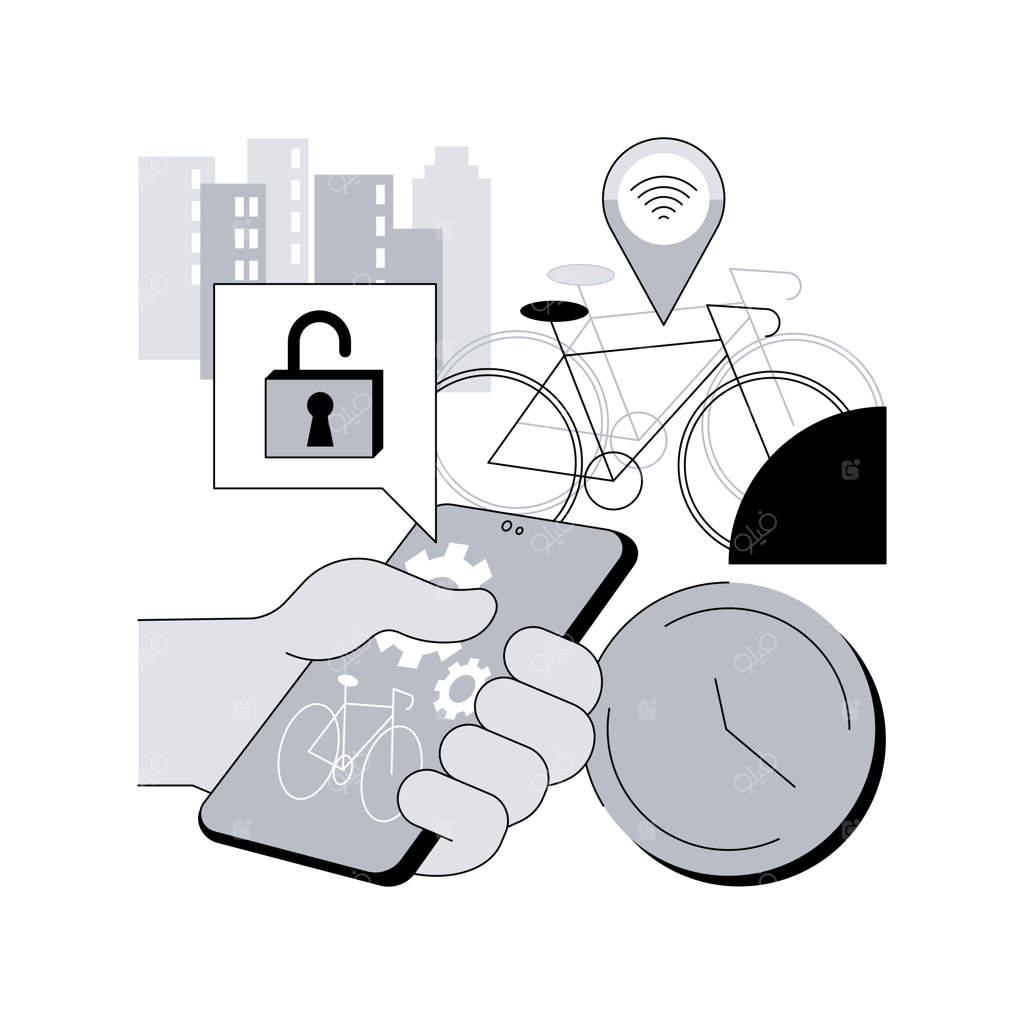 مفهوم انتزاعی اشتراک گذاری دوچرخه - تصویر برداری نموداری