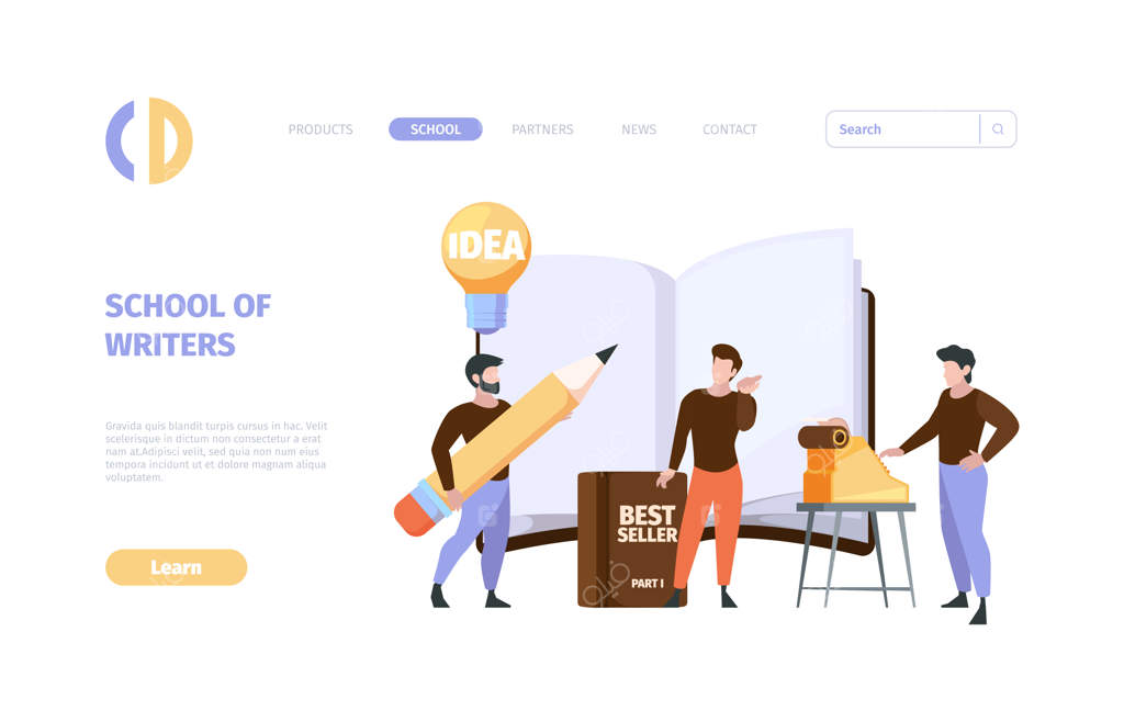 صفحه فرود وبلاگ: قالب وب سایت تجاری با روزنامه‌نگاران و نویسندگان حرفه‌ای در حال ارتباط با افراد مختلف - وکتور جذاب