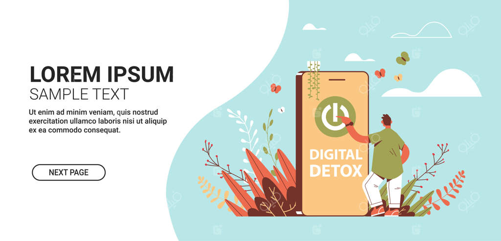 مردی دکمه پاور گوشی هوشمند خود را فشار می‌دهد: مفهوم ماجراجویی تعطیلات دیجیتال‌زدایی و سفر