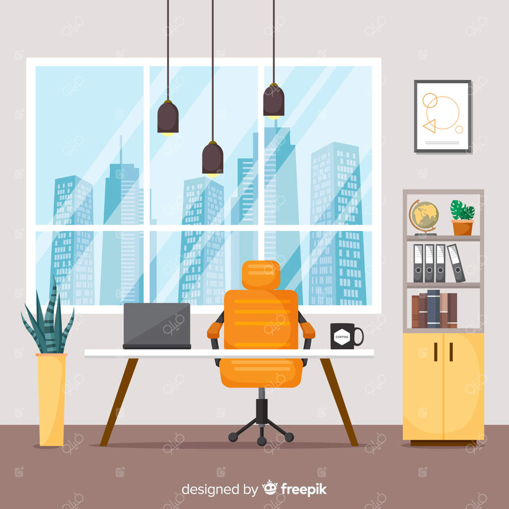 طراحی داخلی شیک دفتر کار با سبک تخت