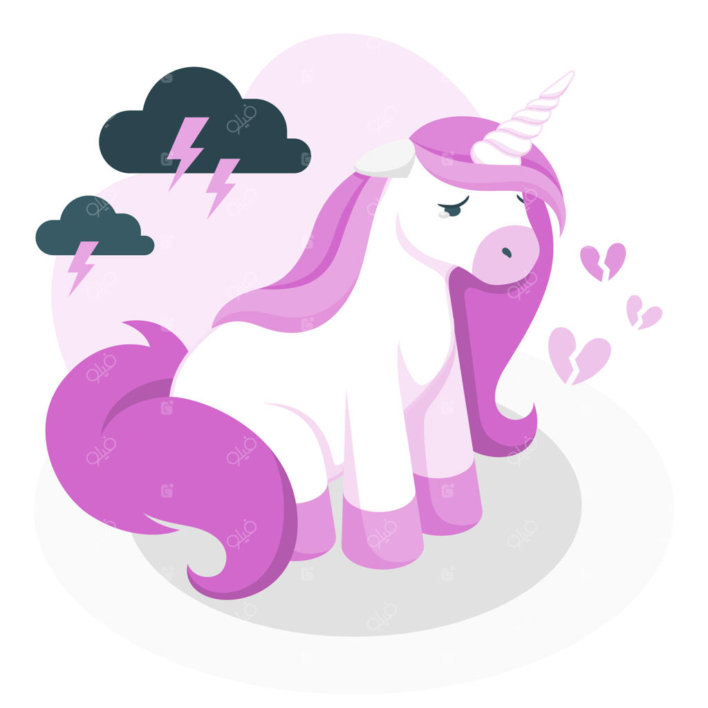 طرح مفهومی اسب شاخدار غمگین