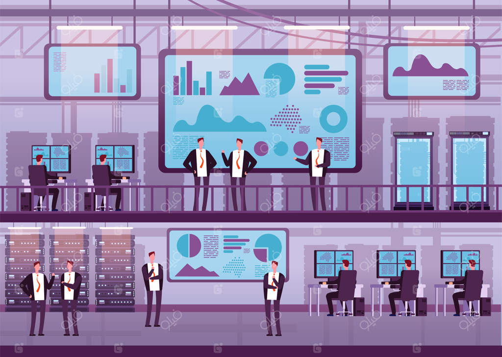 کارگزاران در حال معامله در مرکز داده بورس.