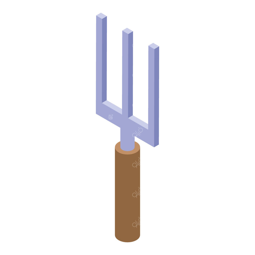 شن کش باغبانی با دسته چوبی برای کاشت و تهویه خاک - نمای ایزومتریک