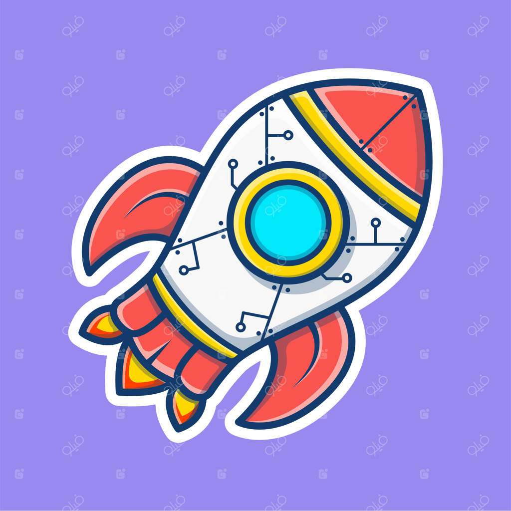 تصویر گرافیکی از موشک در حال پرواز در فضا