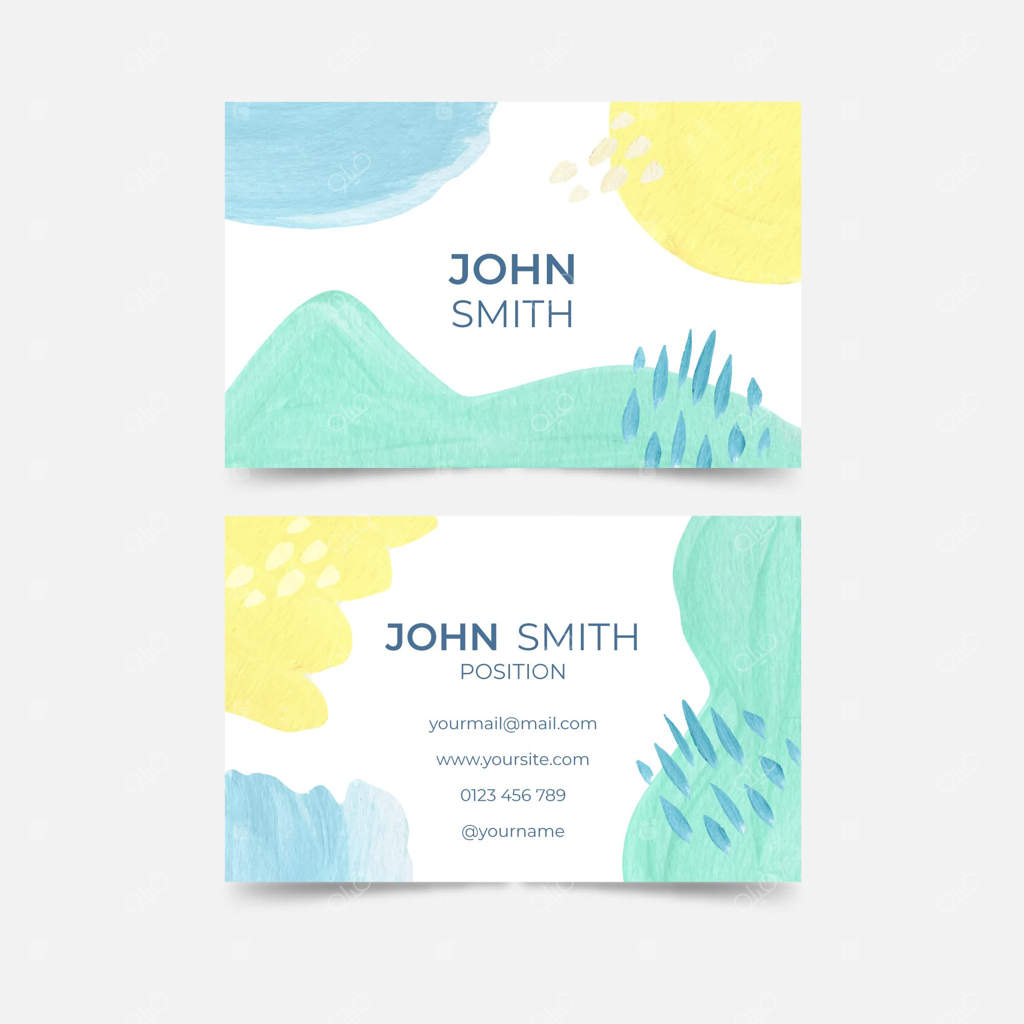 کارت ویزیت با طرح‌های抽象 آب‌رنگی