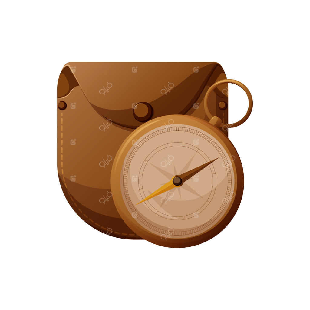 تصویر وکتور قطب‌نما با جعبه در سبک دریایی و ناوبری روی پس‌زمینه ایزوله‌شده