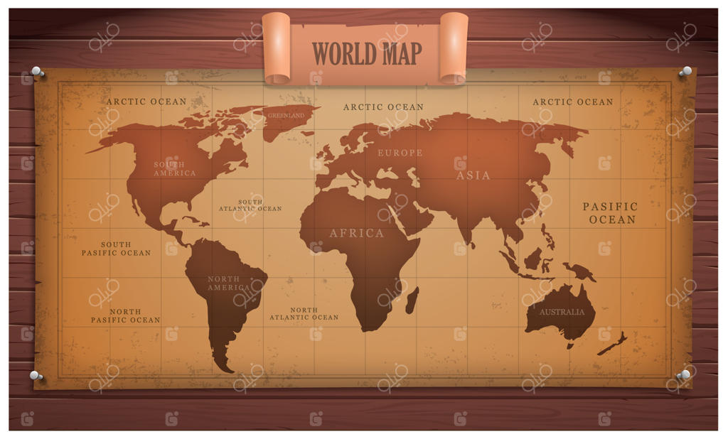 تصویر وکتوری نقشه جهان باستانی