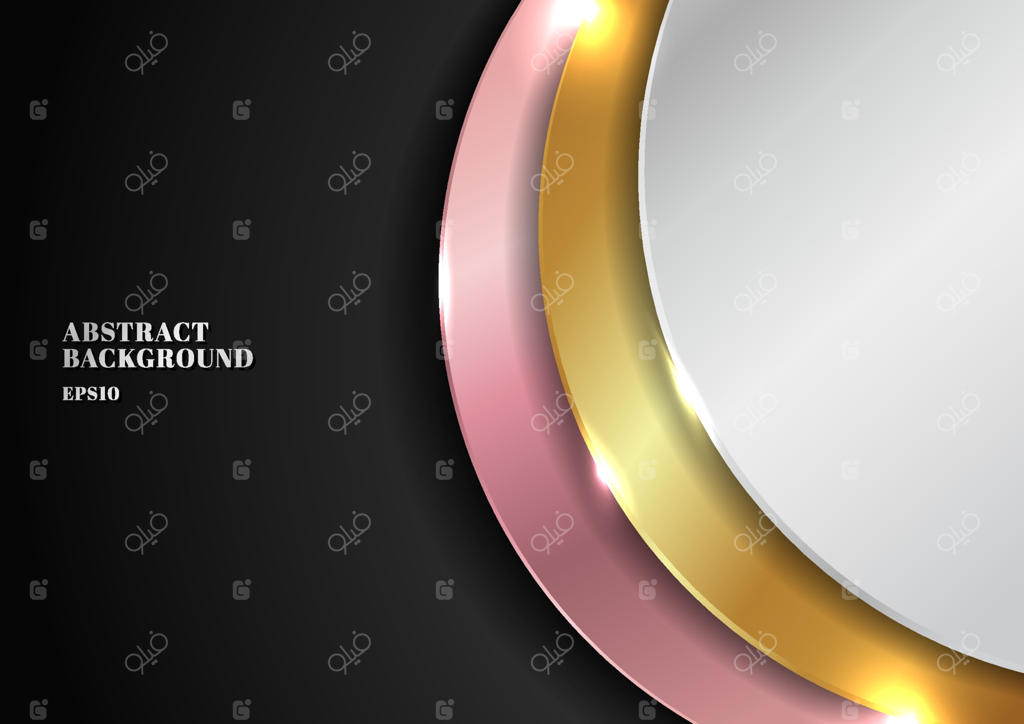 طراحی مدرن و انتزاعی دایره ‌ای با رنگ‌های طلایی، نقره ‌ای و رزگلد