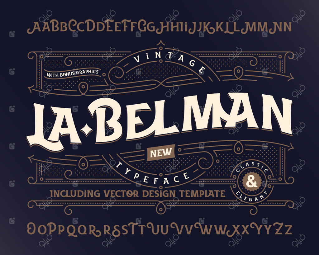 مجموعه فونت کلاسیک با تزئینات دکوراتیو