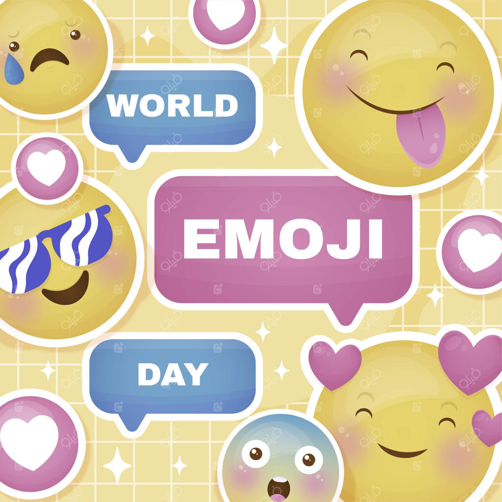 تصویرسازی روز جهانی ایموجی با دست و شکلک‌ها