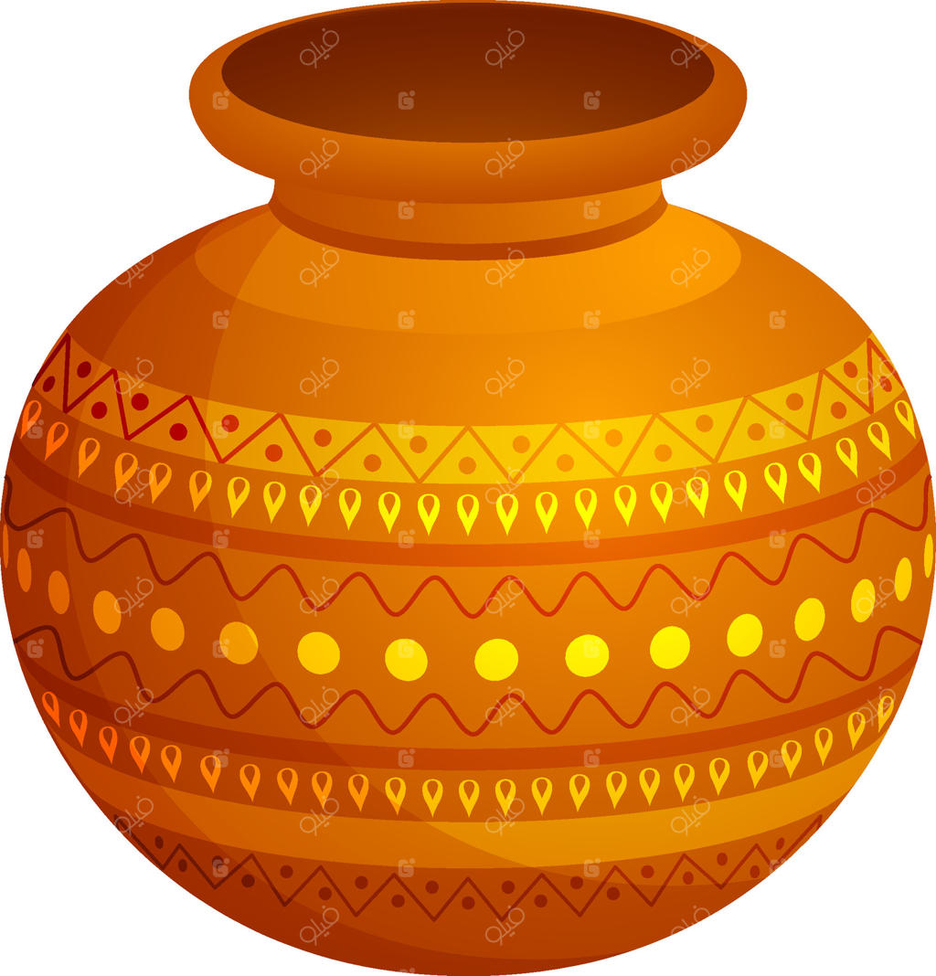 گلدان سنتی تزیین شده با گل و لای.