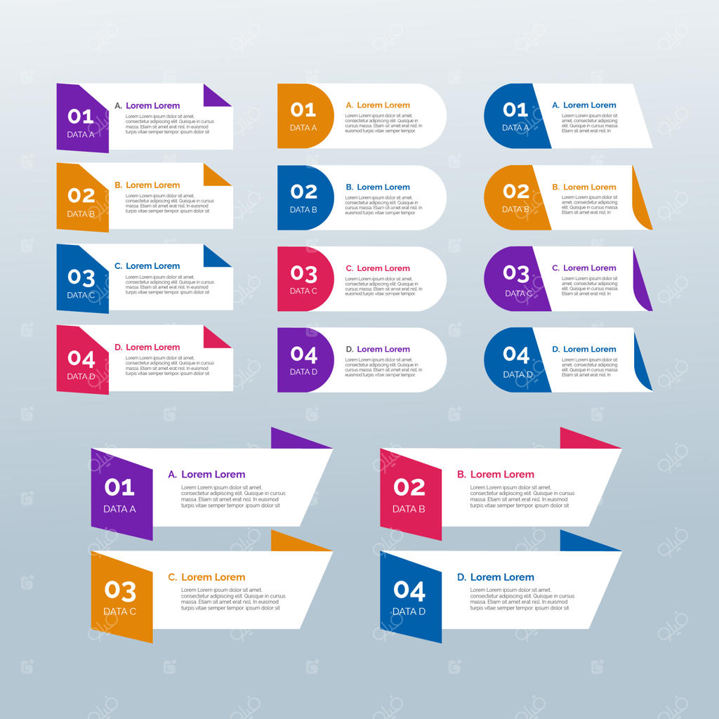 پترن عناصر اینفوگرافیک با طراحی تخت