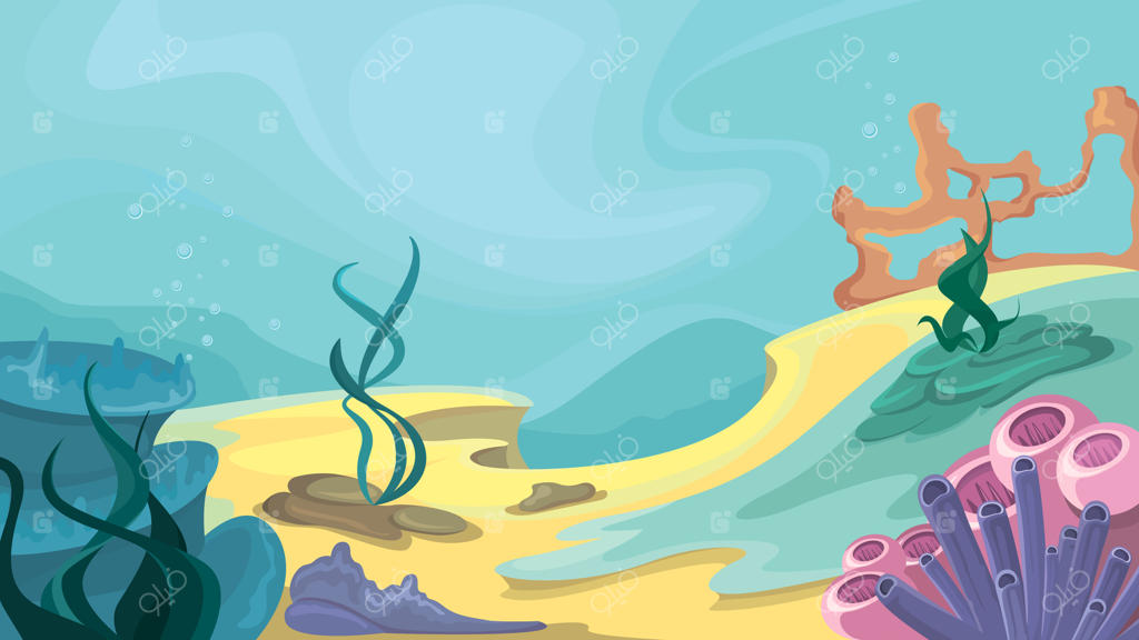 منظره زیبای زیر آب: کف اقیانوس به سبک کارتونی.