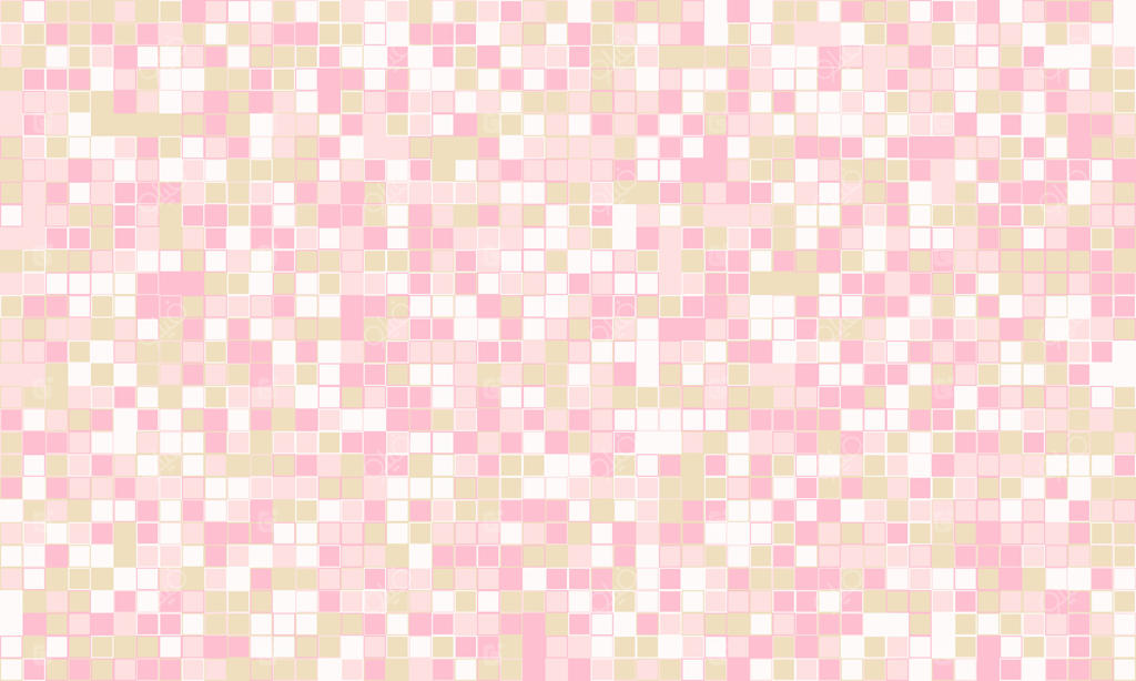 پس‌زمینه موزاییک با رنگ‌های ملایم پاستلی: مربع‌های صورتی، بژ و سفید یک پترن ظریف و بافت‌دار برای بنرهای وب‌سایت، پست‌های شبکه‌های اجتماعی یا برندینگ زنانه.