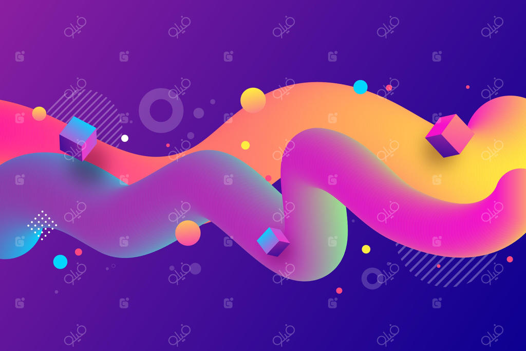 پس‌زمینه انتزاعی با اشکال موج‌دار رنگارنگ