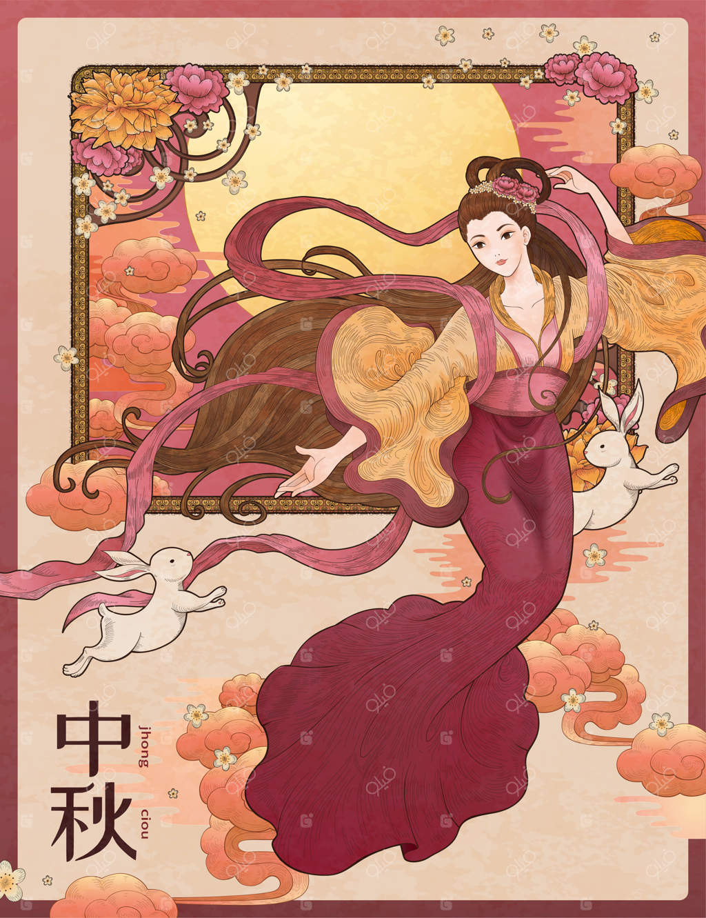 سبک چوب‌تراشی زیبا به سبک رترو: چانگ و خرگوش یشم در جشنواره نیمه پاییز