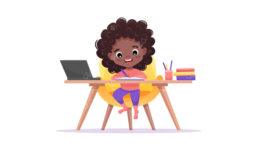 قالب وب‌سایت آموزش آنلاین: مفهوم یادگیری الکترونیکی. مطالعه یک دختر سیاه‌پوست آفریقایی-آمریکایی آنلاین.