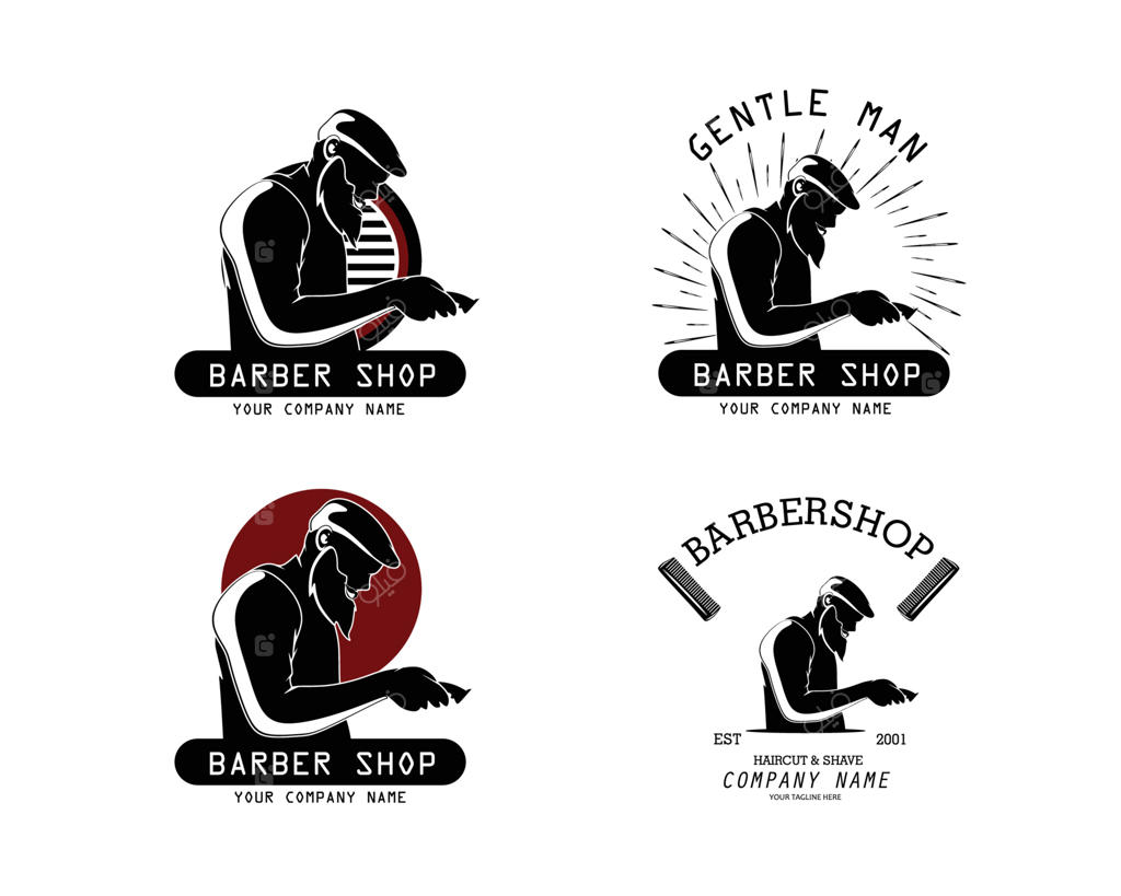 مجموعه‌ای از قالب‌های وکتور لوگوی آرایشگری قدیمی