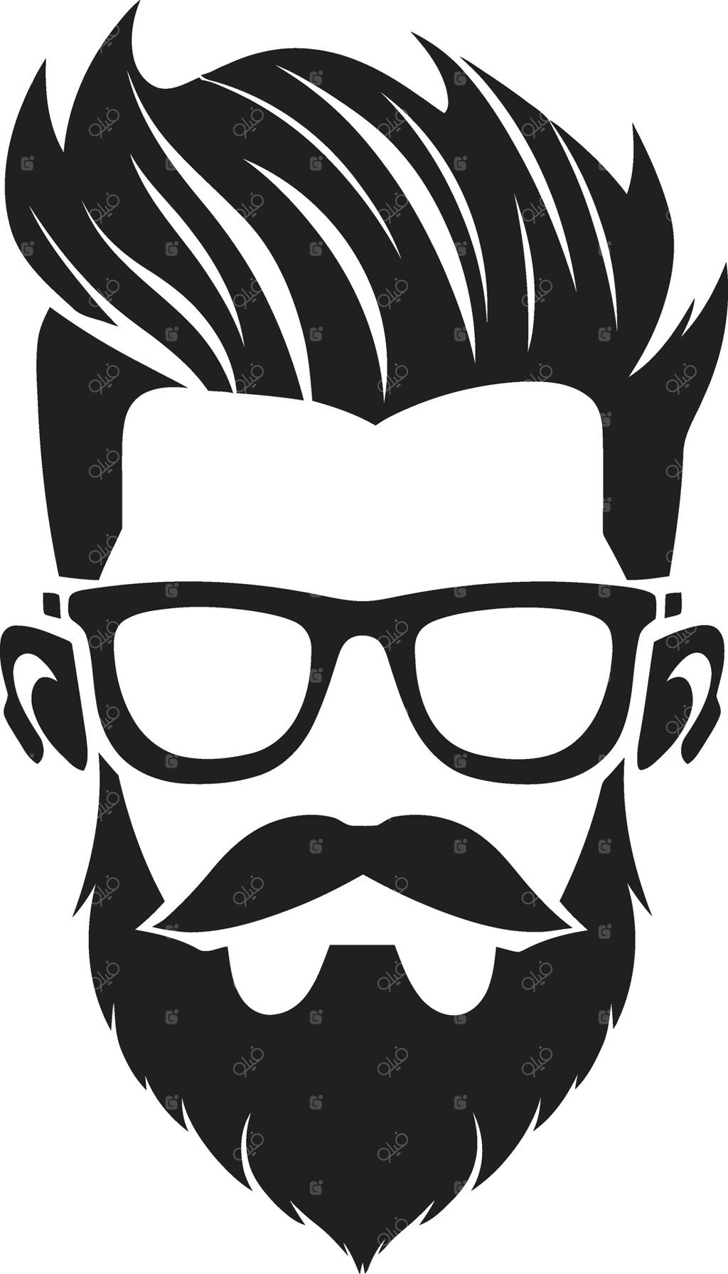 جذابیت مدرن وینتیج چهره کارتونی مرد هیپستر با شیک بوهویی سیاه