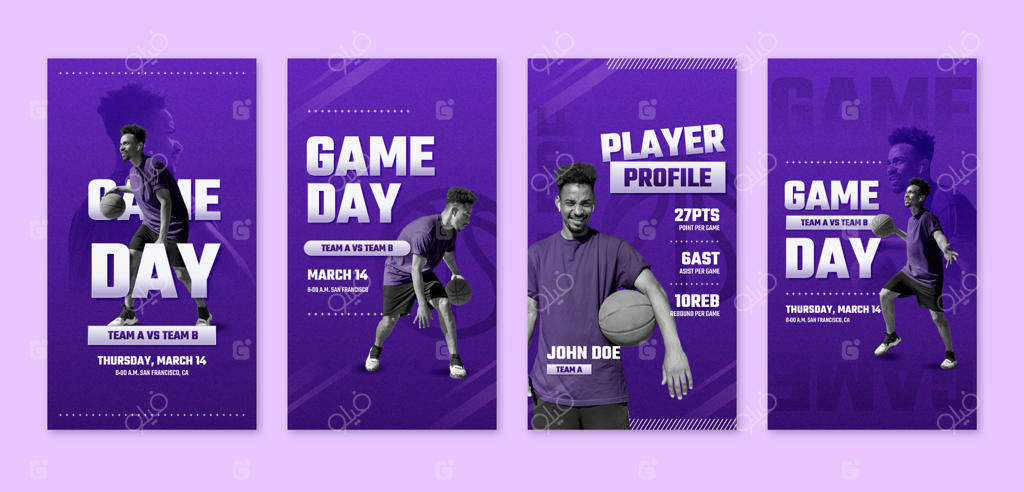 استوری‌های اینستاگرام بسکتبال با گرادیانت رنگی