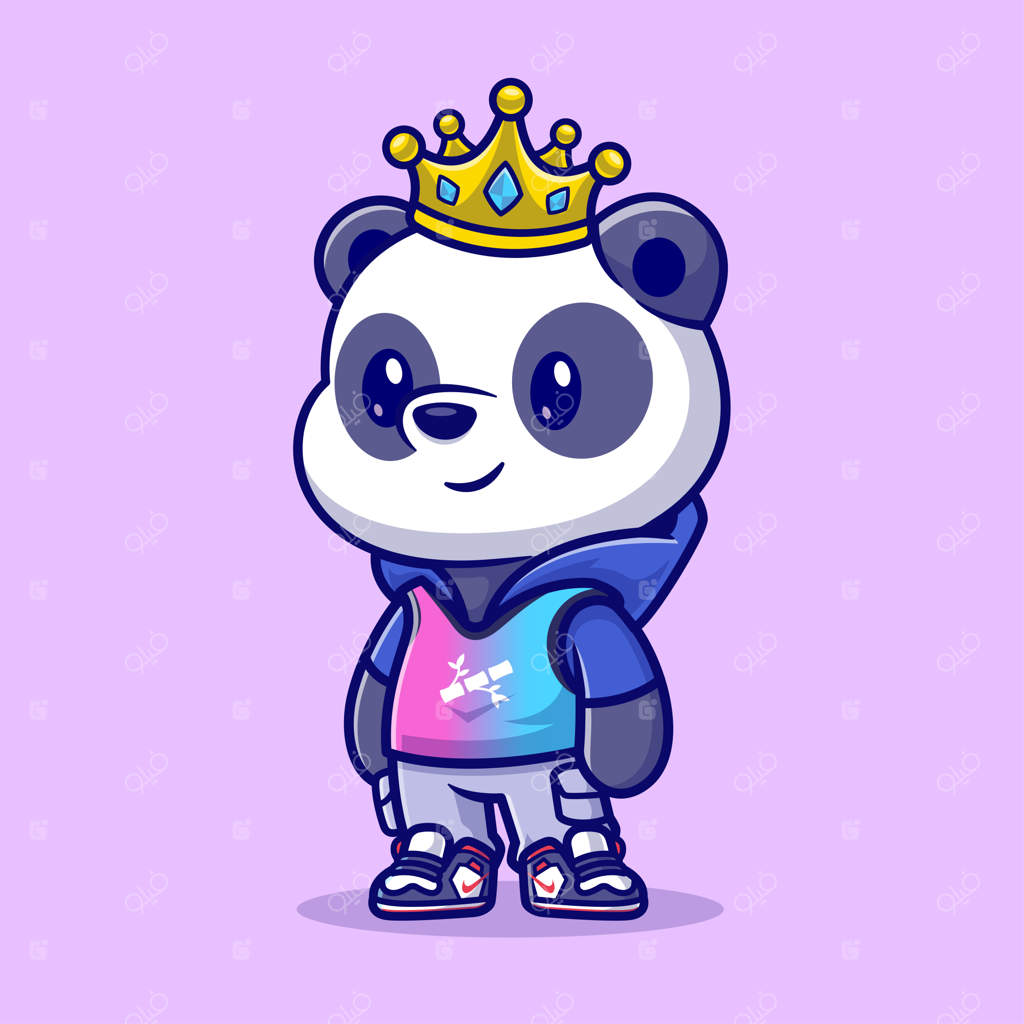 تصویر برداری پاندا بامزه با هودی. مفهوم آیکون مد حیوانات در سبک کارتونی وکتور. آیکون ممتاز وکتور در سبک تخت.