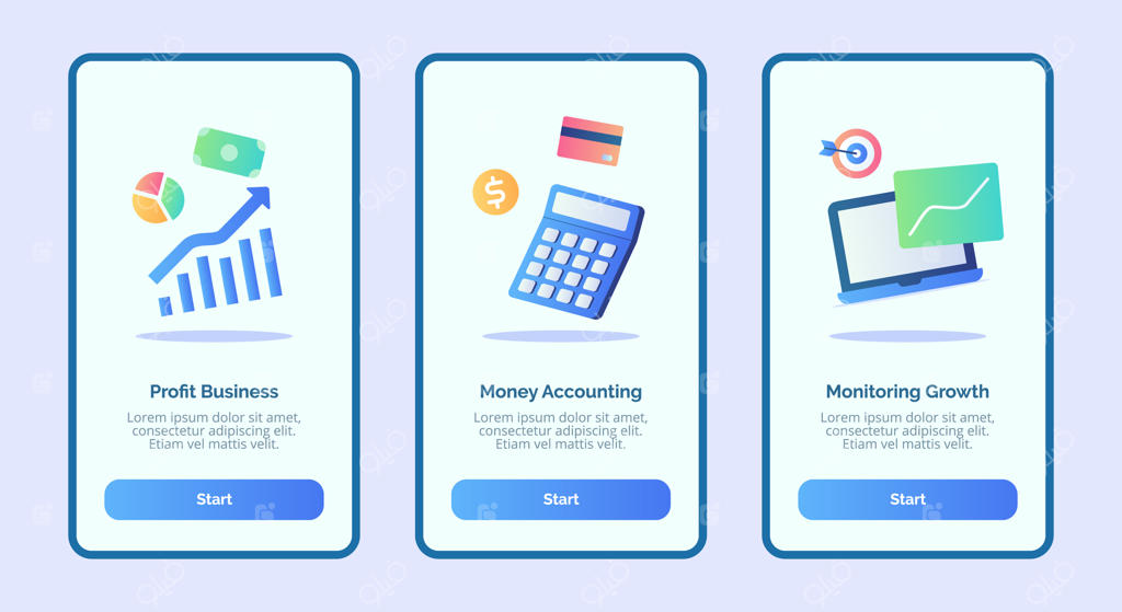 قالب بنر مدیریت حسابداری و رشد سودآوری برای اپلیکیشن‌های موبایل