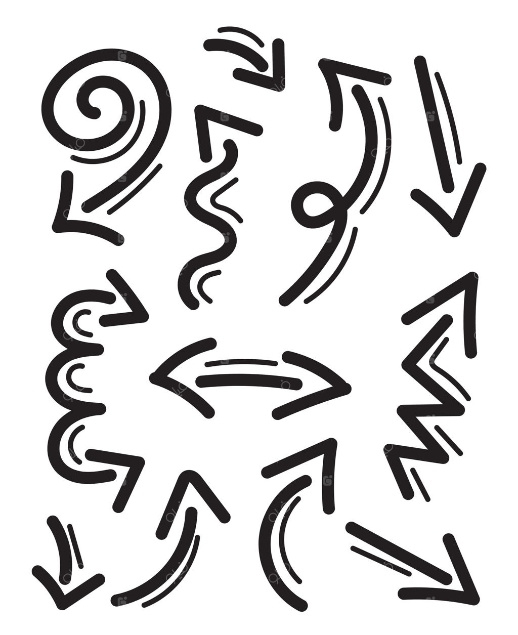 طرح فلش، مجموعه‌ای از فلش‌های دنباله‌دار، فلش‌ها به سبک ذن