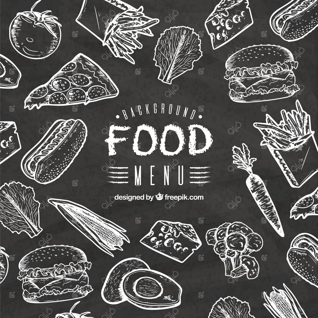 زمینه غذا به سبک تخته سیاه