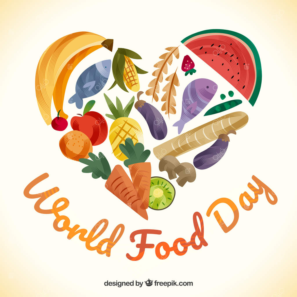 پس‌زمینه روز جهانی غذا با میوه و سبزیجات
