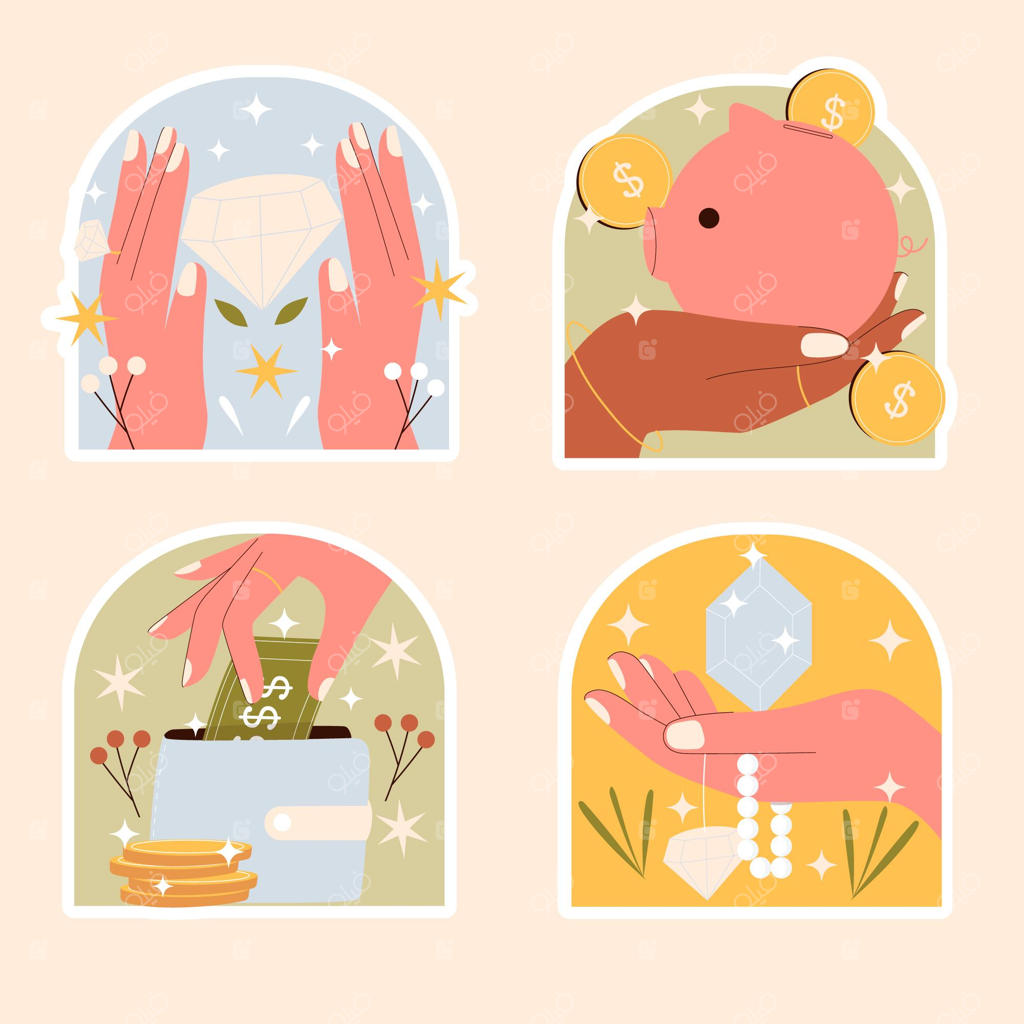 ست برچسب‌های مفهوم ثروت