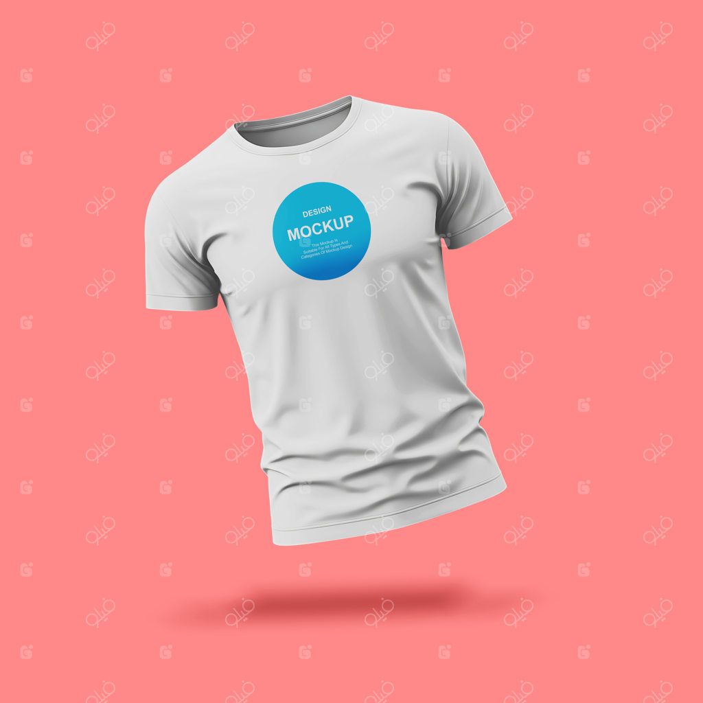 موکاپ واقعی تیشرت با پس‌زمینه ساده