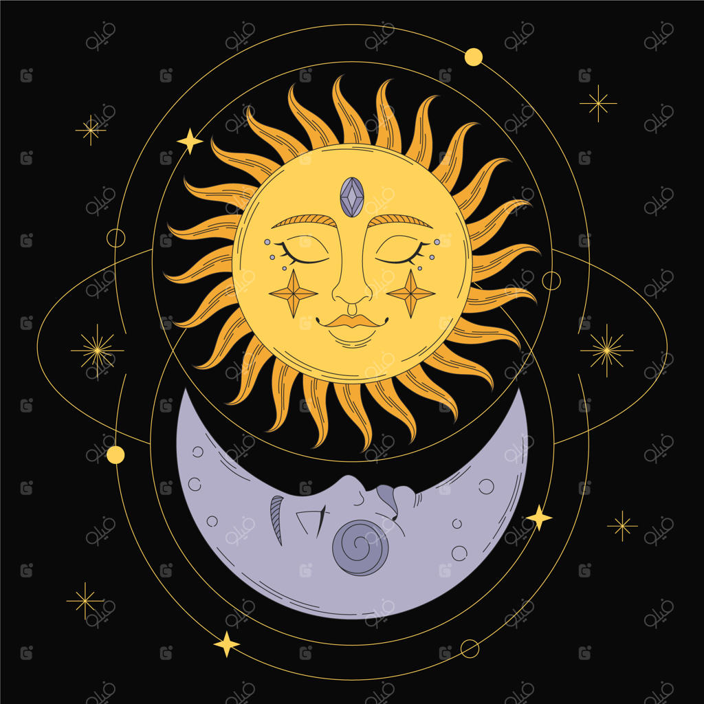 تصویرسازی طرح خورشید و ماه