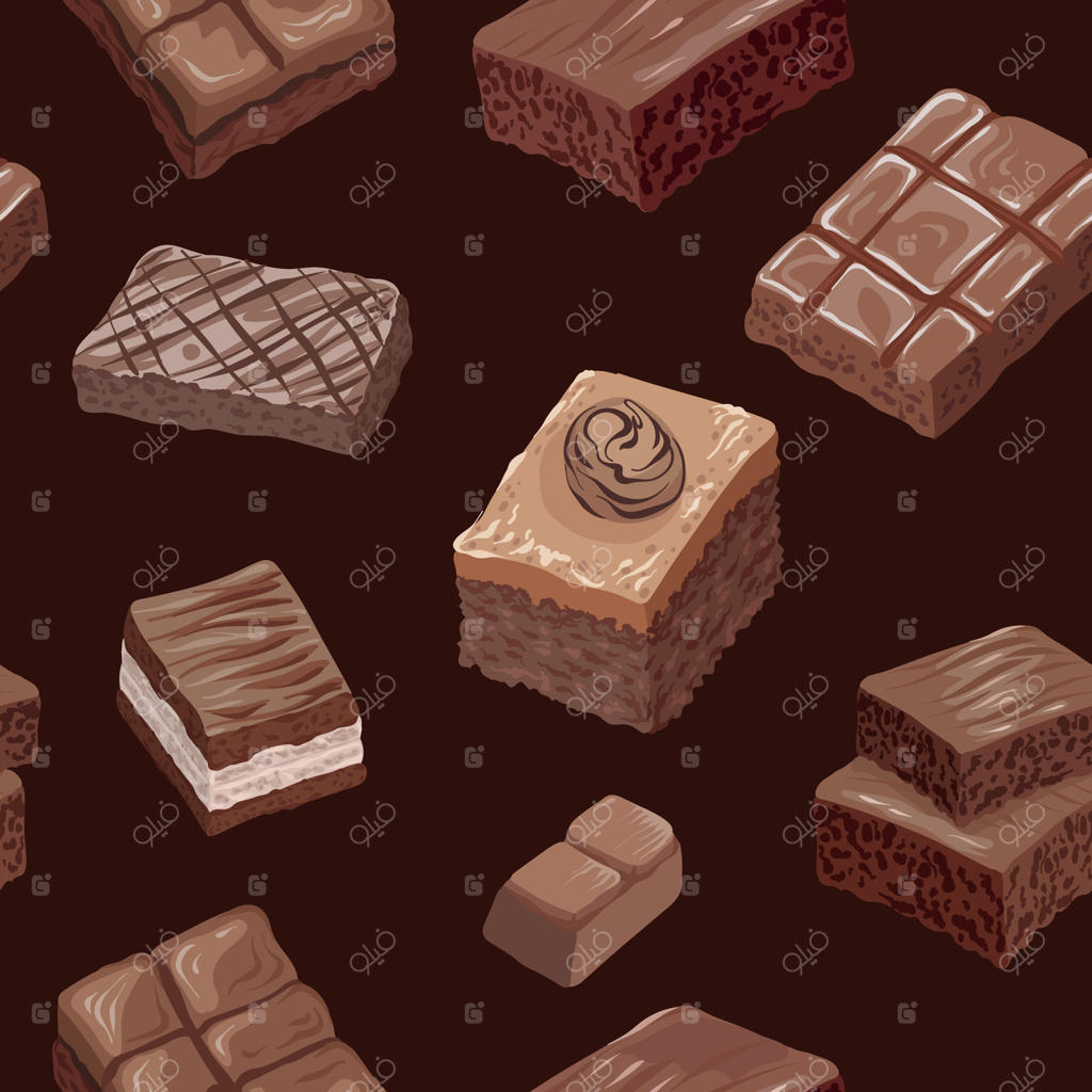 طراحی پس‌زمینه حرفه‌ای دسرهای شکلاتی و براونی وکتور