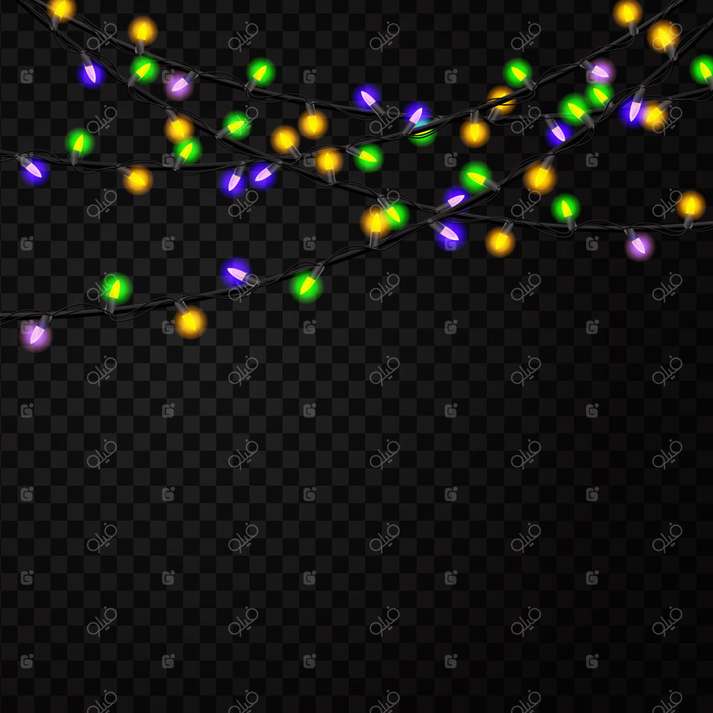 رشته‌های زینتی با رنگ‌های هالووین برای تزئین و پوشش روی پس‌زمینه شفاف.