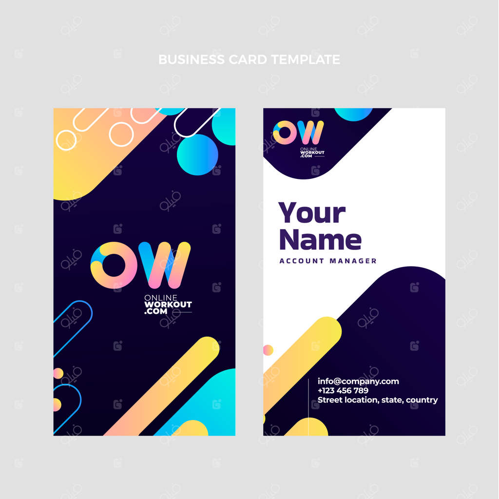 کارت ویزیت عمودی شیک با طرح گرادینت و استایل مدرن