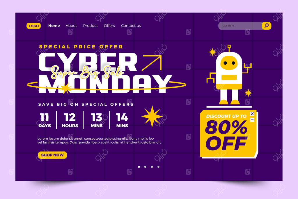 قالب طراحی صفحه فرود سایبر ماندی