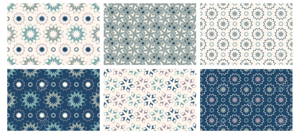 الگوهای بی‌نهایت انتزاعی: طراحی مدرن با گل‌های تک‌رنگ و پس‌زمینه هندسی. الگوی ساده تکرارشونده و زینت‌های امروزی. طراحی هنری