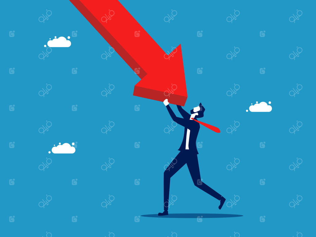 تاجر در حال بالا بردن یک فلش به سوی آسمان