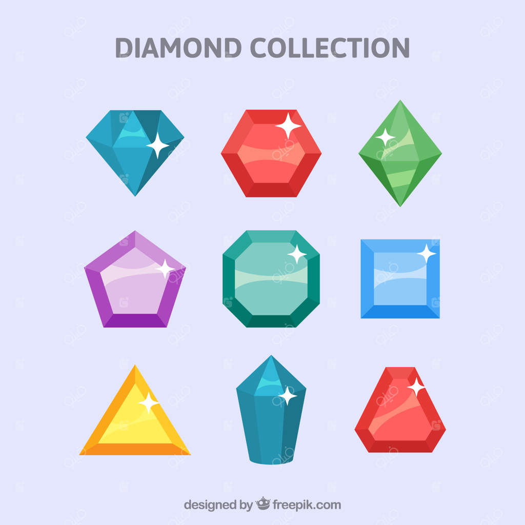 مجموعه‌ای از سنگ‌های قیمتی درخشان