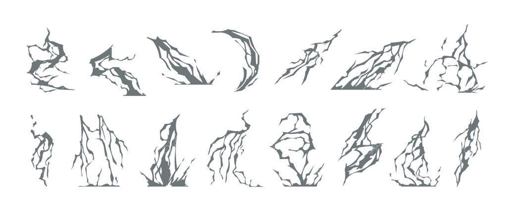 مجموعه‌ای از افکت‌های رعد و برق کارتونی برای بازی‌های دوبعدی - طراحی وکتور برای رعد و برق و الکتریسیته طبیعی