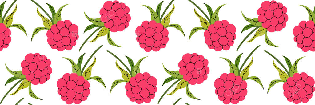 پترن یکپارچه تمشک صورتی بر روی پس‌زمینه سفید. پس‌زمینه باغ بهاری. منوی توت‌های تابستانی، نوشیدنی‌های سرد. مناسب برای پارچه، منو، بسته‌بندی، طراحی آشپزخانه. تصویرسازی ساده.