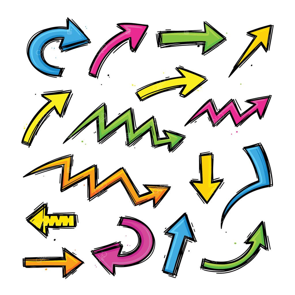 فلش‌های رنگارنگ و پویا برای آثار هنری خلاقانه وکتور حرفه‌ای