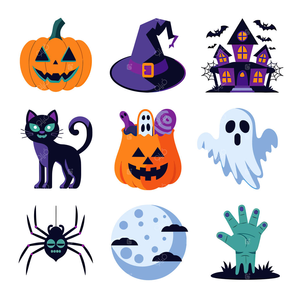 تصویرسازی وکتور دوبعدی طرح آیکون تی‌شرت هالووین؛ کاراکتر روح و شمع داخل کدو تنبل حکاکی‌شده