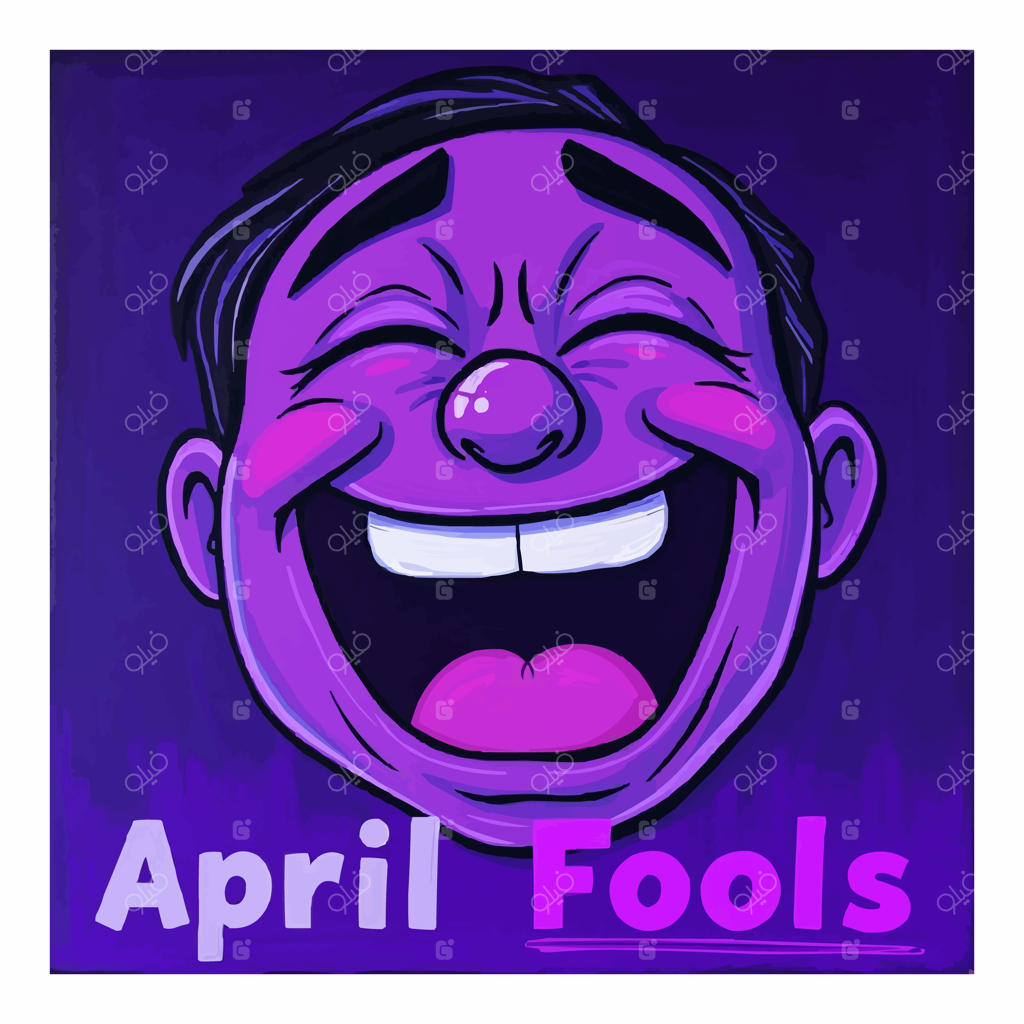 چهره کارتونی خنده‌دار در حال جشن گرفتن روز دروغ اول آوریل