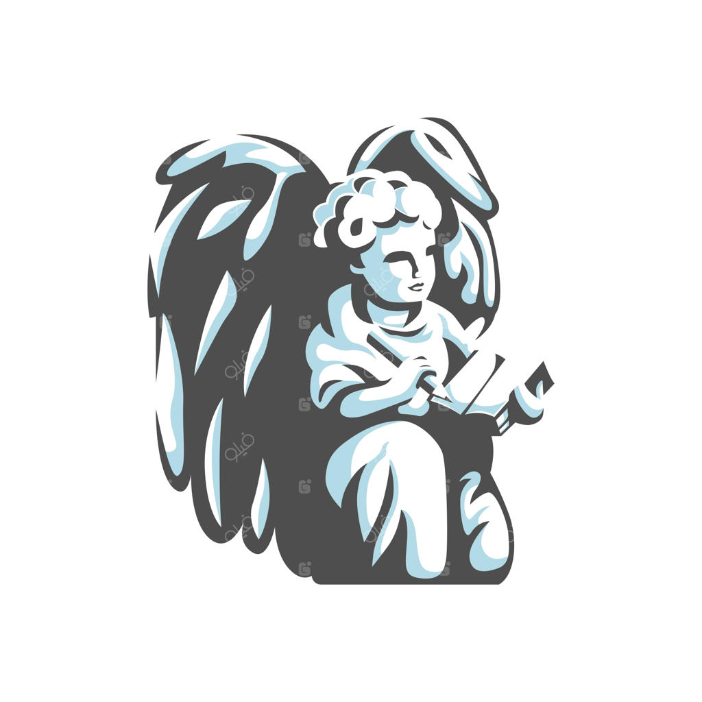 وکتور لوگوی فرشته با مداد و کتاب