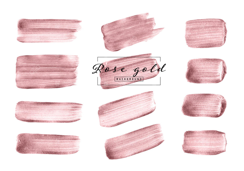 مجموعه طرح‌های قلم‌موی رزگلد با طراحی دستی، ایزوله در پس‌زمینه سفید