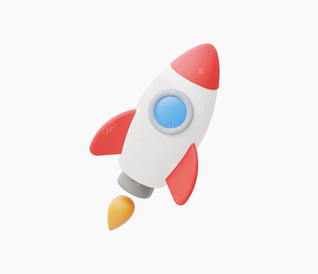 تصویر برداری سه‌بعدی و واقعی از موشک در حال پرواز