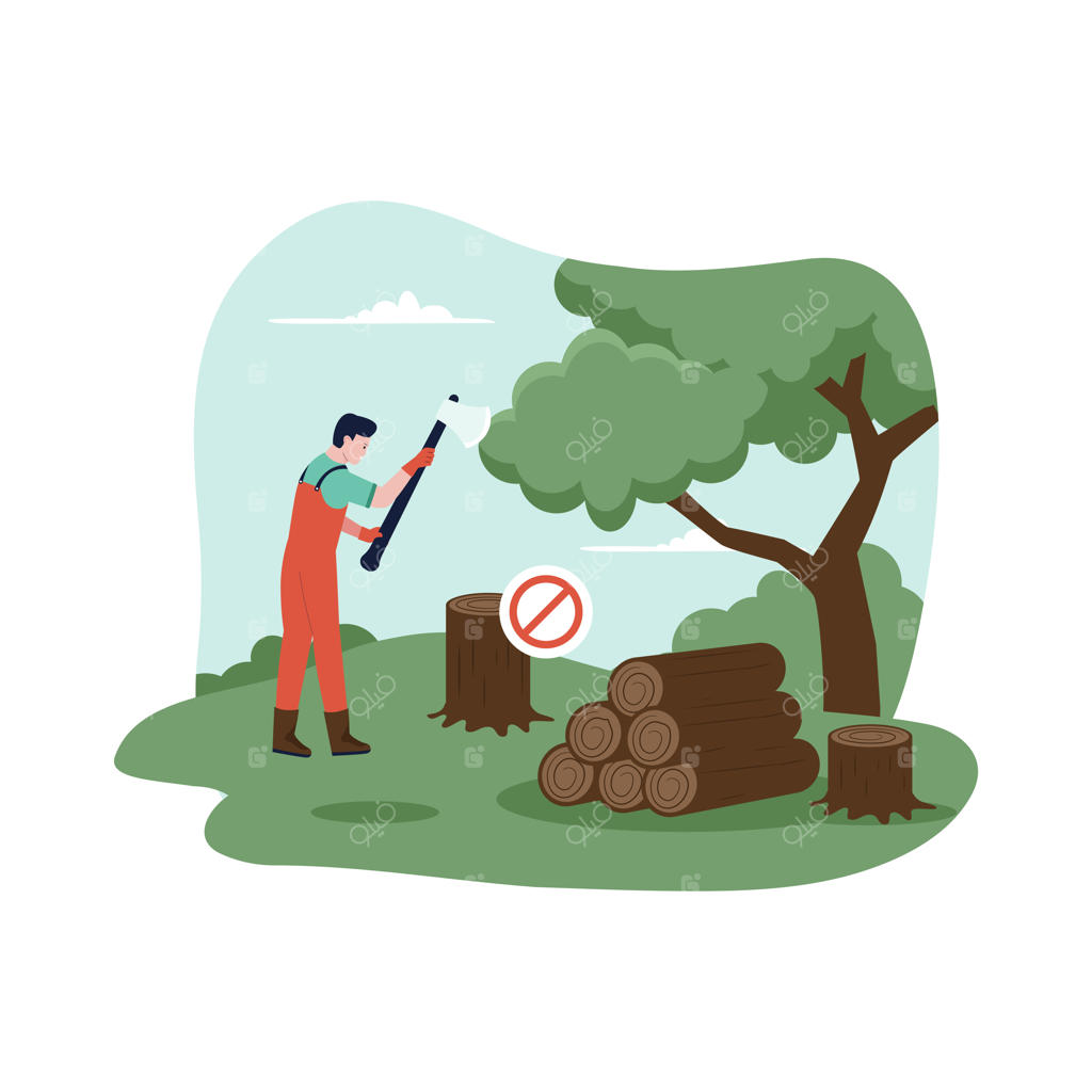 مفهوم گرافیکی توقف قطع غیرقانونی درختان
